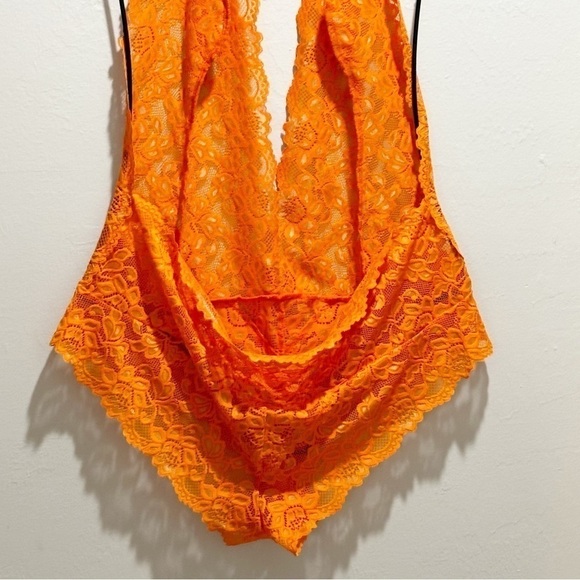 FREDERICKS OF HOLLYWOOD Women’s Plus Orange JESSICA Lace Teddy Deep Plunge Sz 2X - Picture 6 of 9
